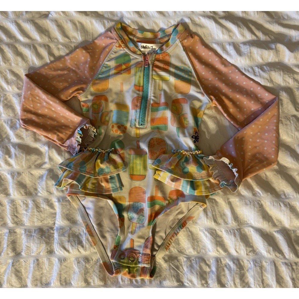 Matilda Jane Dream Dancing Popsicle Long Sleeve Ruffle Swimsuit Size 18/24 Month